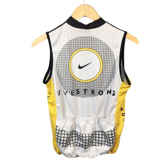 WS933 Women’s Nike LIVESTRONG Swoosh Sleeveless Full Zip Cycling Jersey S - Picture 3 of 5